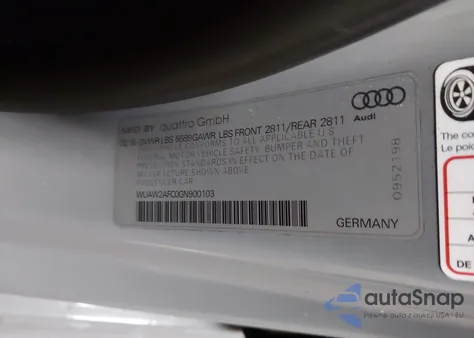 2016 Audi Rs 7 4.0T Prestige z USA, uszkodzony, nr VIN WUAW2AFC0GN900103
